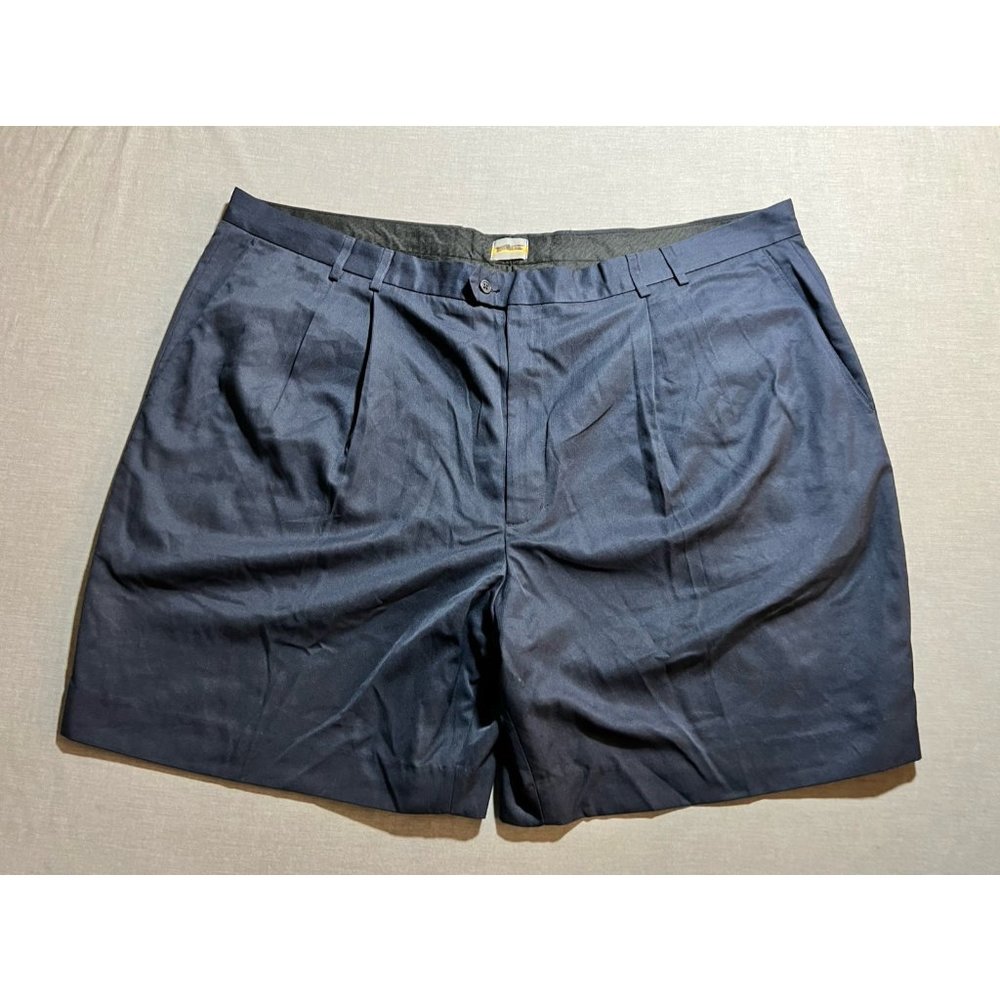 Savane Pleated Shorts Mens‎ 50 Blue Pocketed Belted Zip Button Casual NWOT.